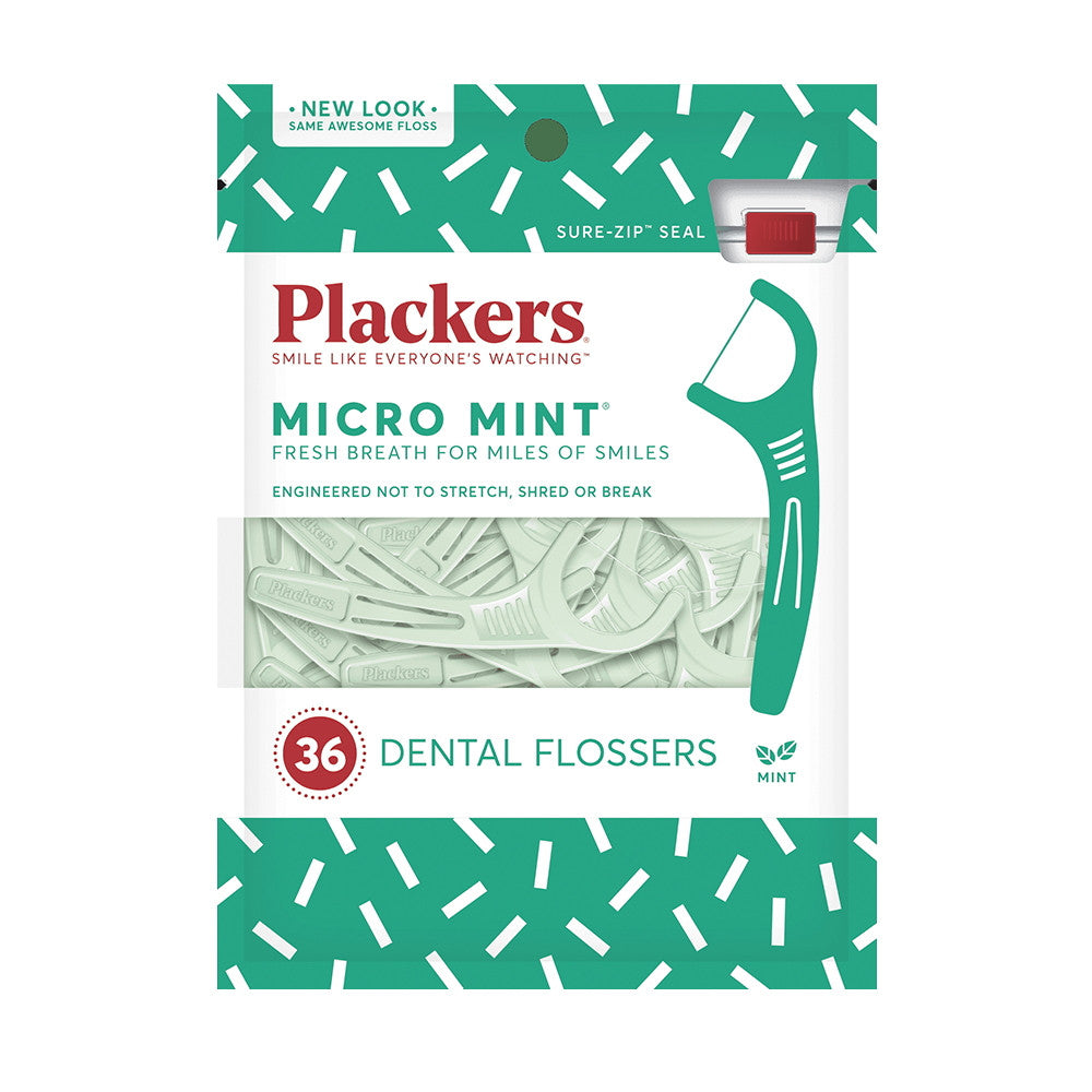 Plackers Micro Mint Dental Floss Picks, 36 Ea